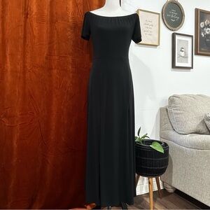 Lascana Black On/Off Shoulder Maxi Dress with Slit